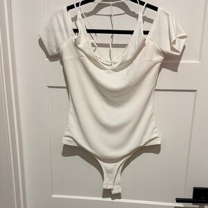 White Strappy Cold-Shoulder Bodysuit